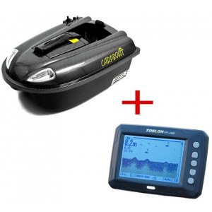 Кораблик для рыбалки Сarpboat Mini Carbon + Эхолот TF300