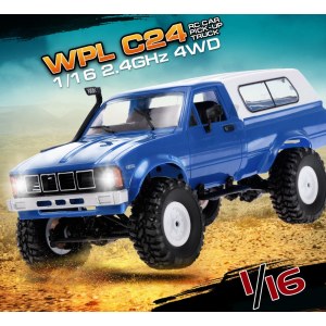 Внедорожник синий 1/16 электро - RC Military Truck Buggy Crawler PRO WPLC-24-Blue