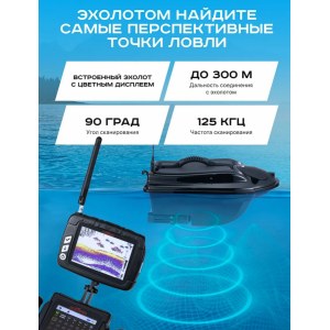Прикормочный кораблик для рыбалки ACTOR PLUS Pro (эхолот+GPS) ACT-PL-PR-B