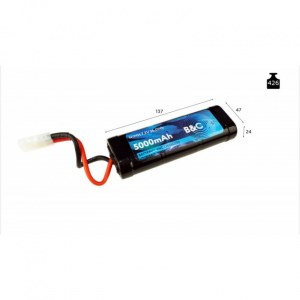 Аккумулятор Ni-Mh B&C 5000mAh, 7,2V, (Разъем Tamiya) B&C-5000-7.2V-S