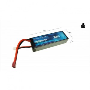 Аккумулятор LiPo B&C - 7.4v 5000mAh 50C (2S, Hardcase, разъём T-Plug) B&C-5000-2S-50-H