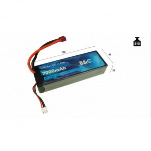 Аккумулятор LiPo B&C - 7.4v 7000мАч 50C (2S, Hardcase, разъём T-Plug) B&C-7000-2S-50-H