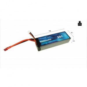 Аккумулятор LiPo B&C - 7.4v 8000мАч 50C (2S, Hardcase, разъём T-Plug) B&C-8000-2S-50-H