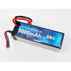 Аккумулятор LiPo B&C - 11.1v 5000mAh 50C (3S, Hardcase, разъём T-Plug) B&C-5000-3S-50-H-T