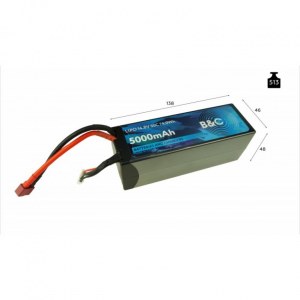Аккумулятор LiPo B&C - 14.8v 5000mAh 50C (4S, Hardcase, разъём T-Plug) B&C-5000-4S-50-H