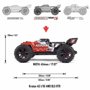 Радиоуправляемая трагги ARRMA KRATON 4X4 4S V2 BLX SPEED ​​MONSTER TRUCK RTR 1/10 ARA4408V2T4