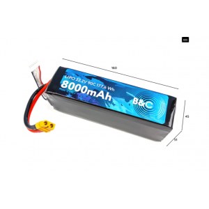 Аккумулятор Li-po B&C 8000 MAH 22.2V (6s) 90C, XT60, Soft case