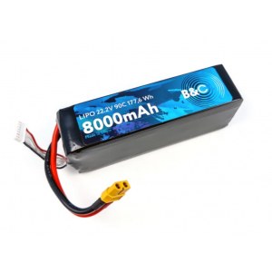 Аккумулятор Li-po B&C 8000 MAH 22.2V (6s) 90C, XT60, Soft case