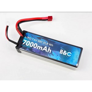 Аккумулятор Li-Po 7000 MAH 7.4v (2s), 50C, T-Plug, Hardcase B&C-7000-2S-50-H-T