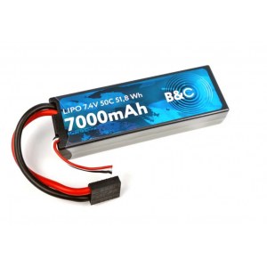 Аккумулятор Li-Po 7000 MAH 7.4v (2s), 50C, TRX, Hardcase B&C-7000-2S-50-H-TRX