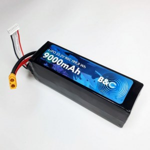 Аккумулятор Li-Po B&C 9000 MAH 22.2V (6s) 90C, XT60, Soft case B&C-9000-6S-90-S-XT60