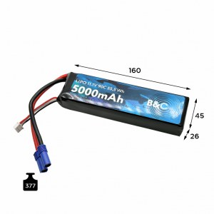 Аккумулятор Li-po B&C 5000 MAH 11.1V (3s) 90C, EC5, Soft case B&C-5000-3S-90-S-EC5