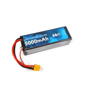 Аккумулятор Li-po B&C 5000 MAH 11.1V (3s) 50C, XT60, Hard case B&C-5000-3S-50-H-XT60