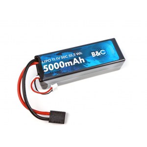 Аккумулятор Li-po B&C 5000 MAH 11.1V (3s) 50C, TRX, Hard case B&C-5000-3S-50-H-TRX