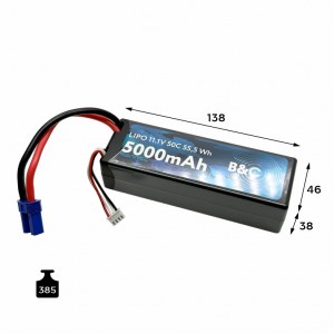 Аккумулятор Li-po B&C 5000 MAH 11.1V (3s) 50C, EC5, Hard case B&C-5000-3S-50-H-EC5