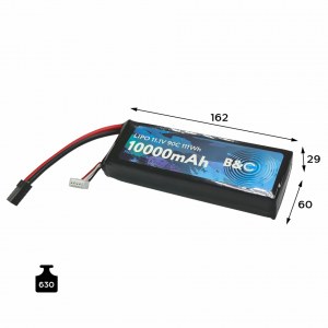 Аккумулятор LiPo B&C - 11.1v 10000мАч 90C (3S, Softcase, разъём TRX) B&C-10000-3S-90-S-TRX