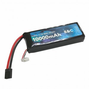 Аккумулятор LiPo B&C - 11.1v 10000мАч 90C (3S, Softcase, разъём TRX) B&C-10000-3S-90-S-TRX