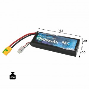 Аккумулятор LiPo B&C - 11.1v 10000мАч 90C (3S, Softcase, разъём XT90S) B&C-10000-3S-90-S-XT90S