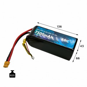 Аккумулятор Lipo B&C 7500 MAH 22.8v (6s HV), 120С, XT60, Softcase B&C-7500-6SHV-120-S-XT60