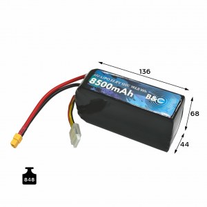 Аккумулятор Lipo B&C 8500 MAH 22.8v (6s HV), 120С, XT60, Softcase B&C-8500-6SHV-120-S-XT60