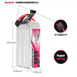 Аккумулятор Li-po Gaoneng GNB 6500mah 6S1P 22.2V 65C 68x44x142mm XT60 GNB65006S65A