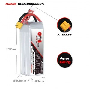 Аккумулятор Li-po Gaoneng GNB 5000mah 6S1P 22.2V 50C 56x44x139mm XT60 GNB50006S50A