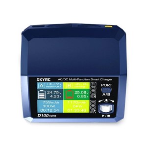 Двухпортовое зарядное устройство SkyRC D100neo (AC/DC: 100W/200W) SK-100199