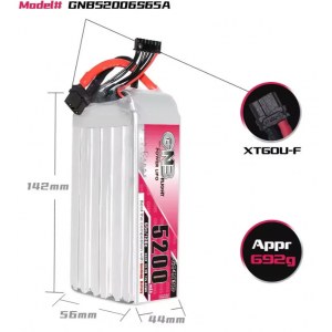 Аккумулятор Li-po Gaoneng GNB 5200mah 6S1P 22.2V 65C 56x44x142mm XT60 GNB52006S65A