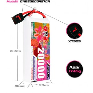 Аккумулятор Li-po Gaoneng GNB 20000mah 4S1P 14.8V 70C 46x90x213mm GNB200004S70A