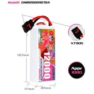 Аккумулятор Li-po Gaoneng GNB 12000mah 4S1P 14.8V 70C 37x80x183mm GNB120004S70A