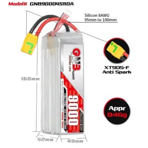 Аккумулятор Li-po Gaoneng GNB 9000mah 4S2P 14.8V 110C 52x49x160mm XT90 GNB90004S110A