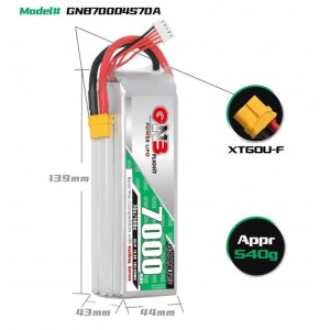 Аккумулятор Li-po Gaoneng GNB 7000mah 4S1P 14.8V 70C 43x44x139mm XT60 GNB70004S70A