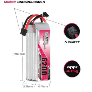 Аккумулятор Li-po Gaoneng GNB 5200mah 4S1P 14.8V 65C 38x44x140mm GNB52004S65A