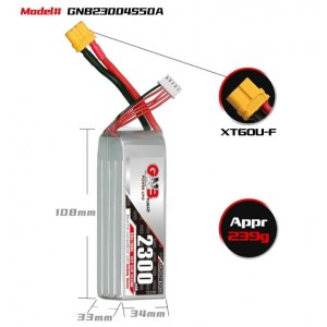 Аккумулятор Li-po Gaoneng GNB 2300mah 4S1P 14.8V 50C 33x34x108mm GNB23004S50A