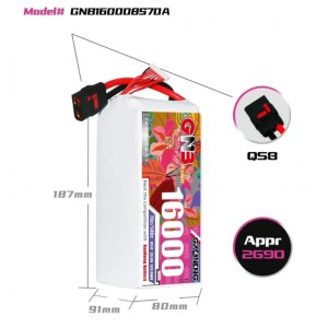 Аккумулятор Li-po Gaoneng GNB 16000mah 8S1P 29.6V 70C 91x80x187mm GNB160008S70A