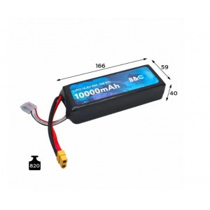 Аккумулятор Li-po B&C 10000 MAH 14.8V (4s) 90C, XT60, Soft case B&C-10000-4S-90-S-XT60
