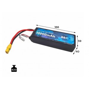 LiPo аккумулятор B&C 10000 мАч 14.8V (4S) 90C с разъёмом XT90S, Soft Case B&C-10000-4S-90-S-XT90S