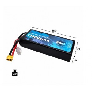 Аккумулятор Li-po 12000 MAH 14.8V (4s) 90C, XT60, Soft case B&C-12000-4S-90-S-XT60