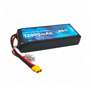 Аккумулятор Li-po 12000 MAH 14.8V (4s) 90C, XT60, Soft case B&C-12000-4S-90-S-XT60