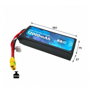 Аккумулятор Li-po 12000 MAH 14.8V (4s) 90C, XT90S, Soft case B&C-12000-4S-90-S-XT90S