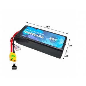 LiPo аккумулятор B&C 16000 MAH 14.8V (4s) 90C, XT90S, Soft case B&C-16000-4S-90-S-XT90S