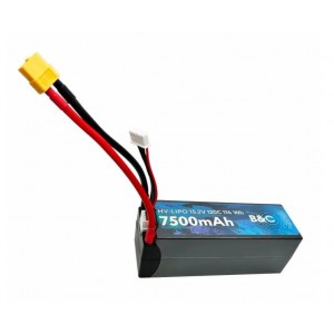Аккумулятор LiPo B&C 7500 MAH 15.2v (4s HV), 120C, 5mm + XT60, Hardcase B&C-7500-4SHV-120-H-XT60