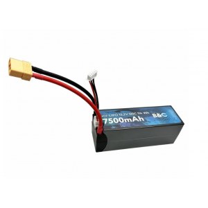 Аккумулятор LiPo B&C 7500 MAH 15.2v (4s HV), 120C, 5mm + XT90, Hardcase B&C-7500-4SHV-120-H-XT90