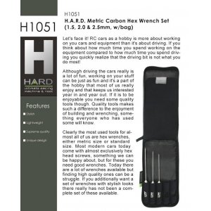 Отвертки шестигранные - HARD Carbon (1.5, 2.0 & 2.5mm) в кейсе.