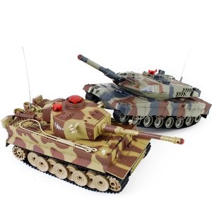 Радиоуправляемый танковый бой Huan Qi Tiger vs Abrams масштаб 1:24 27Mhz vs 40Mhz- HQ558N