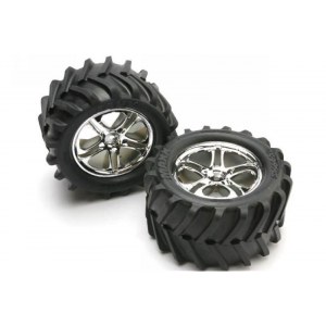 Tires & wheels, assembled, glued (SS (Split Spoke) chrome wheels, Maxx tires, foam inserts) (2) 