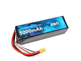 Аккумулятор Li-po B&C 5000 MAH 22.2V (6s) 90C, XT90, Soft case (Для дронов) B&C-5000-6S-90-S-XT90