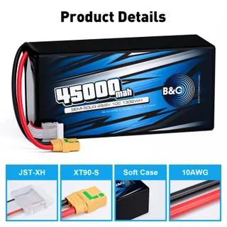 Аккумулятор Semi-Solid (Li-Po) B&C 45000 MAH 29.6V (8s) 10C, XT90S, Soft case — фото 3