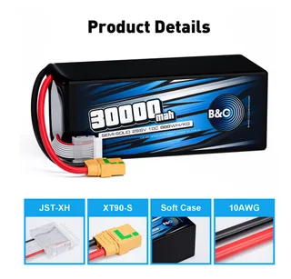 Аккумулятор Semi-Solid (Li-po) B&C 30000 MAH 29.6V (8s) 10C, XT90S, Soft case — фото 2