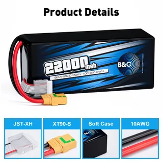 Аккумулятор Semi-Solid (Li-Po) B&C 22000 MAH 29.6V (8s) 10C, XT90S, Soft case — фото 3